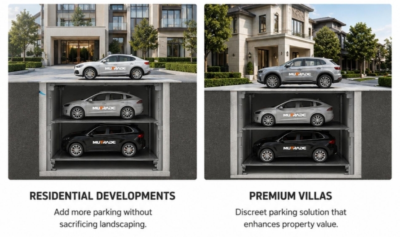 PFPP Pit Four Post Parking System Hidden Underground Parking for Premium and Space-Limited Projects 2 PFPP ピット 4 ポスト パーキング システム プレミアムおよびスペースが限られたプロジェクト向けの隠れた地下駐車場 3