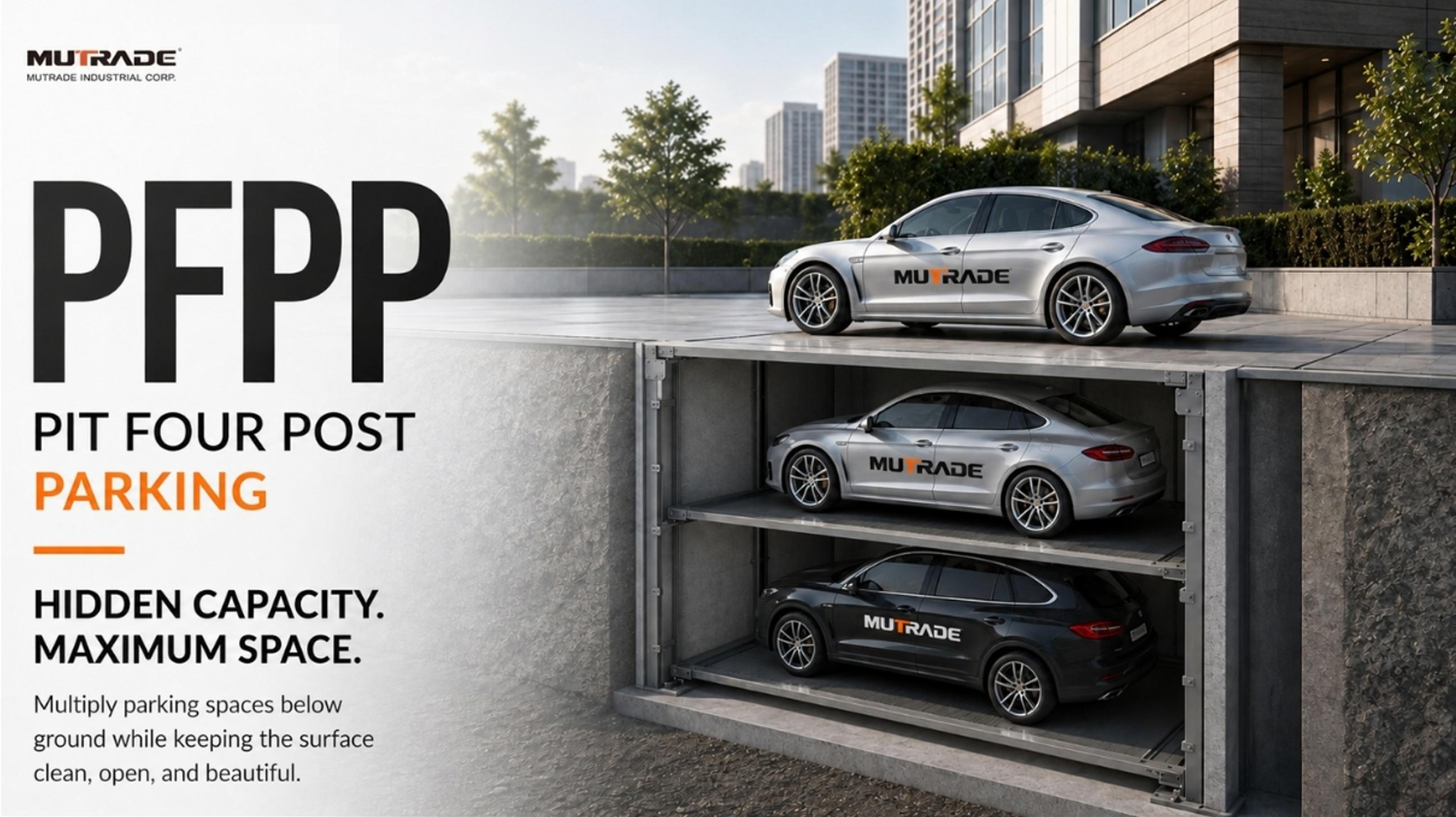 PFPP Pit Four Post Parking System Hidden Underground Parking for Premium and Space-Limited Projects 2 PFPP ピット 4 ポスト パーキング システム プレミアムおよびスペースが限られたプロジェクト向けの隠れた地下駐車場 2